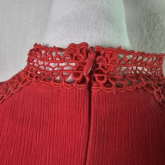 Hello Molly Red Ruffle Dress SZ 8 Layered Midi Romantic - Picture 7 of 15